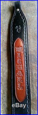 TWO TONED Black Leather Personalized Rifle Gun Sling Amish Made