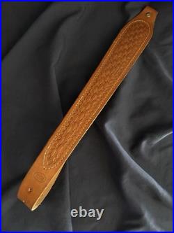 The Hunter Company Cobra Brown Leather Rifle Sling Basket Weave Style