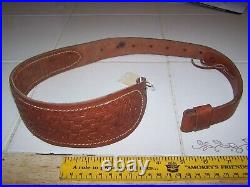 The Hunter Company Cobra Brown Leather Rifle Sling Basket Weave Style
