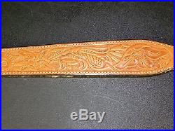Tooled Leather Rifle Sling Bianchi #70 Cobra with Quick Release Swivel Wool Padded