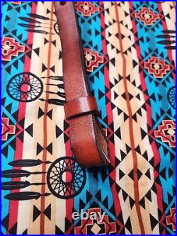 Tooled Stitched Lion Oak Leaf Big Game Leather Thumbhole Rifle Sling Africa Hunt