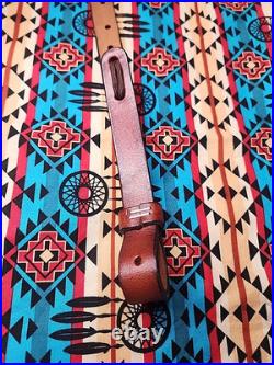 Tooled Stitched Lion Oak Leaf Big Game Leather Thumbhole Rifle Sling Africa Hunt
