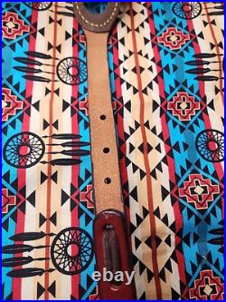 Tooled Stitched Lion Oak Leaf Big Game Leather Thumbhole Rifle Sling Africa Hunt