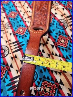 Tooled Stitched Lion Oak Leaf Big Game Leather Thumbhole Rifle Sling Africa Hunt