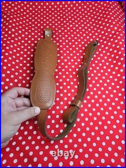 Tooled Stitched Whitetail Padded Leather Rifle Sling With Swivels Shotgun Sling