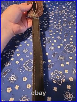 Tooled Whitetail Buck Acorn Diamond Leather Padded Rifle Sling With Swivels