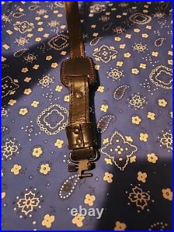 Tooled Whitetail Buck Acorn Diamond Leather Padded Rifle Sling With Swivels