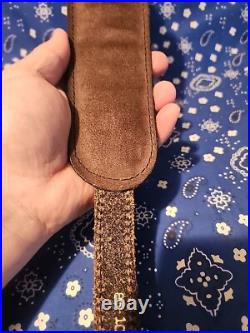 Tooled Whitetail Buck Acorn Diamond Leather Padded Rifle Sling With Swivels