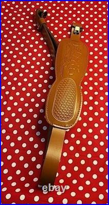 Tooled Whitetail Buck Stitched Leather Padded Rifle Sling With Swivels