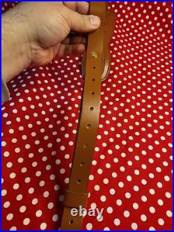 Tooled Whitetail Buck Stitched Leather Padded Rifle Sling With Swivels