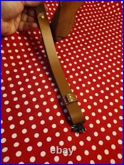 Tooled Whitetail Buck Stitched Leather Padded Rifle Sling With Swivels