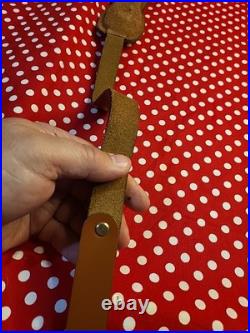 Tooled Whitetail Buck Stitched Leather Padded Rifle Sling With Swivels