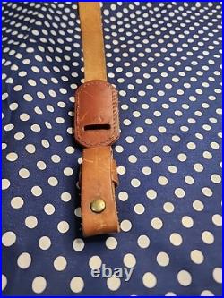 Tooled Whitetail Oak Leaf Acorn White Stitched Thumbhole Leather Rifle Sling