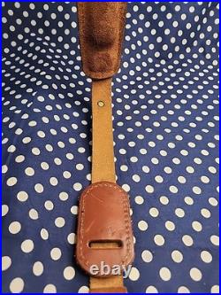 Tooled Whitetail Oak Leaf Acorn White Stitched Thumbhole Leather Rifle Sling
