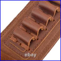 Top-Grain Leather Ammo Holder Rifle Shotgun Sling, Adjustable Hunting Gun Strap