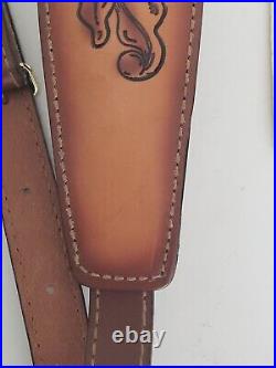 Torel 36 Brown Leather Deer Art Rifle Strap Sling Top Grain Cowhide 4852 Texas