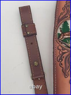 Torel 36 Brown Leather Deer Art Rifle Strap Sling Top Grain Cowhide 4852 Texas