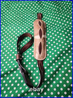 Torel Cowhide White Stitched Padded Suede Backed Rifle Sling With Swivels