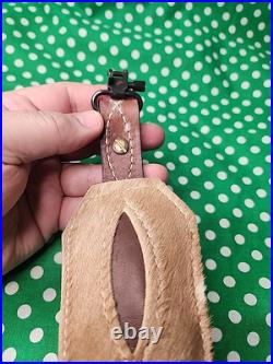 Torel Cowhide White Stitched Padded Suede Backed Rifle Sling With Swivels