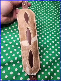 Torel Cowhide White Stitched Padded Suede Backed Rifle Sling With Swivels