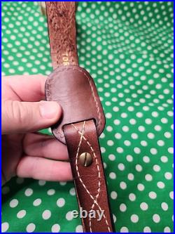 Torel Cowhide White Stitched Padded Suede Backed Rifle Sling With Swivels