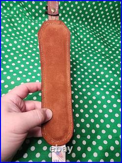 Torel Cowhide White Stitched Padded Suede Backed Rifle Sling With Swivels