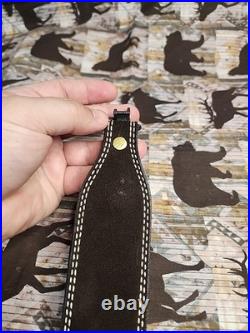 Torel Suede Leather White Stitched Suede Backed Rifle Sling With Swivels