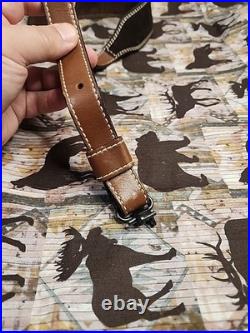 Torel Suede Leather White Stitched Suede Backed Rifle Sling With Swivels