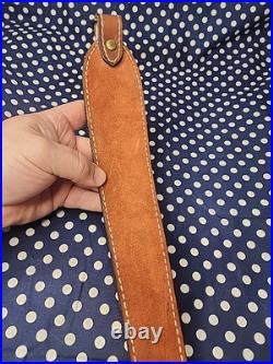 Torel Thomco Tooled Whitetail Acorn White St. Leather Rifle Sling Suede Backed