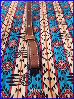 Torel Tooled Leather White Stitched Suede Backed Rifle Sling With Swivels