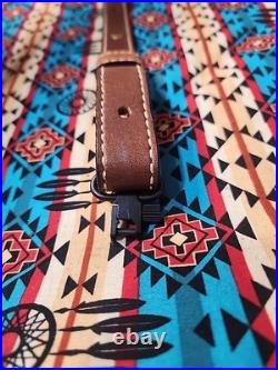 Torel Tooled Leather White Stitched Suede Backed Rifle Sling With Swivels