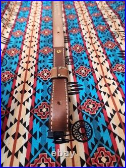 Torel Tooled Leather White Stitched Suede Backed Rifle Sling With Swivels