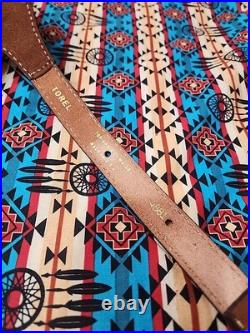 Torel Tooled Leather White Stitched Suede Backed Rifle Sling With Swivels
