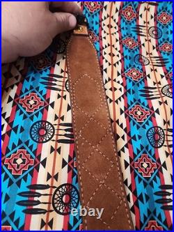 Torel Tooled Leather White Stitched Suede Backed Rifle Sling With Swivels