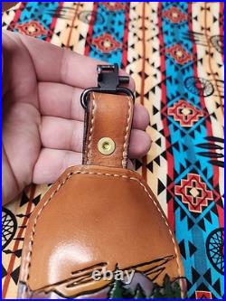 Torel Tooled Stitched Bear Mount Scene Leather Padded Rifle Sling Suede Backed
