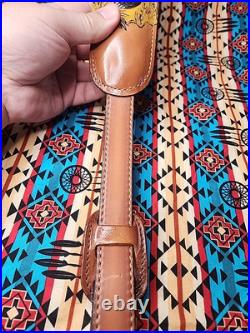 Torel Tooled Stitched Bear Mount Scene Leather Padded Rifle Sling Suede Backed