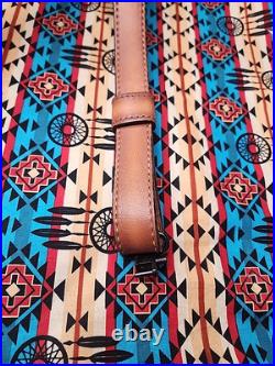 Torel Tooled Stitched Bear Mount Scene Leather Padded Rifle Sling Suede Backed