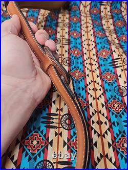 Torel Tooled Stitched Bear Mount Scene Leather Padded Rifle Sling Suede Backed