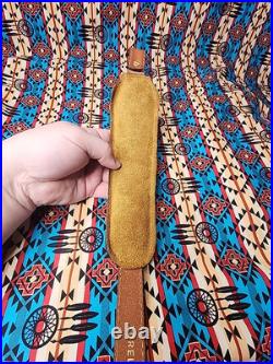 Torel Tooled Stitched Bear Mount Scene Leather Padded Rifle Sling Suede Backed
