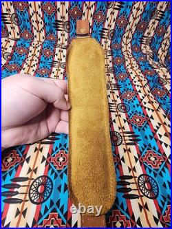 Torel Tooled Stitched Bear Mount Scene Leather Padded Rifle Sling Suede Backed