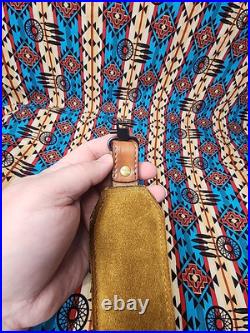 Torel Tooled Stitched Bear Mount Scene Leather Padded Rifle Sling Suede Backed