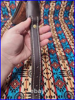 Torel Tooled White Stitched Leather Padded Two Toned Rifle Sling Suede Backed