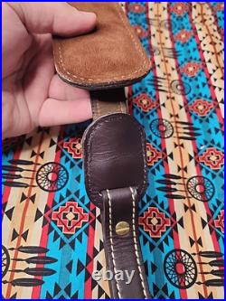 Torel Tooled White Stitched Leather Padded Two Toned Rifle Sling Suede Backed