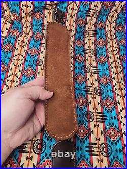 Torel Tooled White Stitched Leather Padded Two Toned Rifle Sling Suede Backed