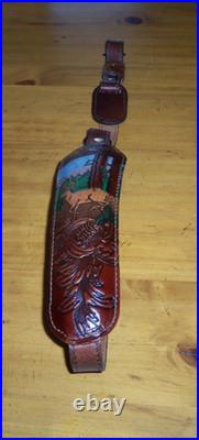 Torel Tooled Whitetail Buck #4850 Leather Padded Rifle Sling Suede Backed