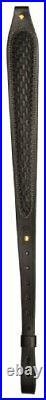 Tough & Strong Thick Heavy Leather Black Basket Weave Cobra Rifle Sling (5.5)