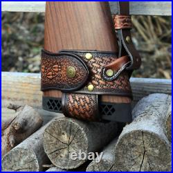 Tourbon Hunting Leather No Drill Gun Sling Carry Strap + Rifle Stock Cover Set