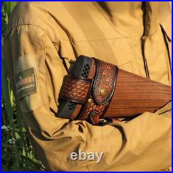 Tourbon Hunting Leather No Drill Gun Sling Carry Strap + Rifle Stock Cover Set