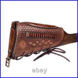 Tourbon Leather 30-06 Gun Sling Strap+ Rifle Slip on Recoil Pad. 22lr Ammo Slot