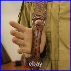 Tourbon Leather 30-06 Gun Sling Strap+Rifle Slip on Recoil Pad. 22lr Ammo Slot